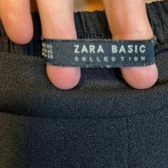 Womens preworn Zara Basic black pants XS Elastic waist string adjust loose Y2K - Picture 2 of 10